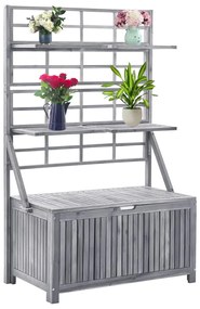 311882 vidaXL Сандък за съхранение с пергола, сив, 99x55x160 см, акация масив