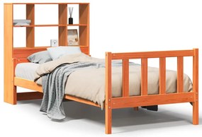 3322143 vidaXL Легло с етажерка за книги, без матрак, 75x190 см, дърво масив