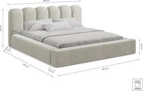 Тъмносиво двойно тапицирано легло с място за съхранение и включена подматрачна рамка 140x200 cm Mano – Makamii