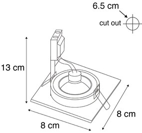 Комплект от 6 модерни вградени спота златен квадрат IP44 - Xena