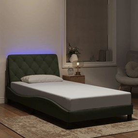 3213837 vidaXL Рамка за легло с LED осветление без матрак, светлосива, 100x200 см, кадифе