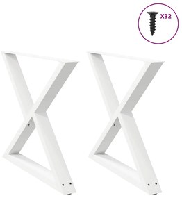 4012733 vidaXL Крака за трапезна маса, 2 бр., бели, 90 x (72-73,3) см, стомана
