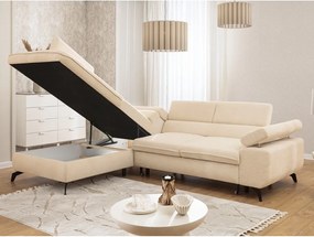 Кремав шенилов ъглов диван (ляв ъгъл L форма) Marbeya – Ropez