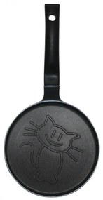 Тиган за палачинки Klausberg KB 7973, 18 см, Релефно дъно с котенце, Незалепващо покритие, Без PFOA, Индукция, Черен