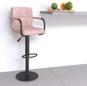 334653 vidaXL Бар табуретка, розова, кадифе