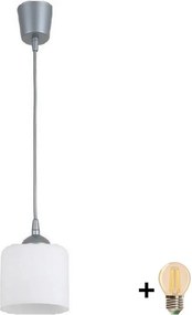 BRILAGI - LED полилей на кабел RETRO GLASS 1xE27/60W/230V диаметър 10 cm сребрист/бял