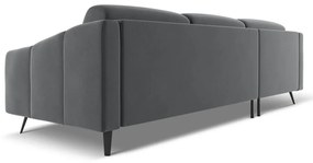 Сив кадифен ъглов диван (ляв ъгъл) Nalu – Makamii