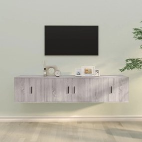 3188420 vidaXL Комплект ТВ шкафове от 3 части, сив сонома, инженерно дърво
