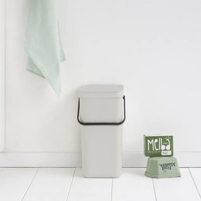 Кош за разделно събиране на боклук Brabantia Sort&Go 1005516, 16 л, Дръжка, Възможност за стенен монтаж, Светлосив