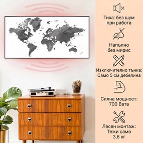 Klarstein Wonderwall Air Art Smart, инфрачервен отоплител, черна карта, 120 х 60 см, 700 W