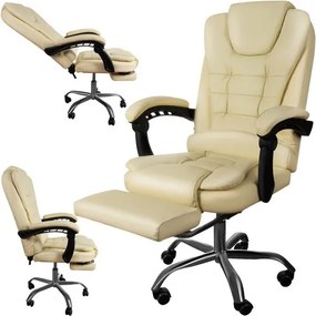 Офис стол с поставка за крака Malatec 23287 – Бежов ергономичен стол