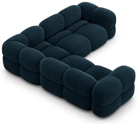 Тъмносин кадифен ъглов диван Loretto – Cosmopolitan Design