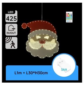 Aigostar - LED коледна декорация Santa, 425xLED/3xAA, IP44 + с дистанционно управление, 30 см