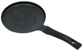 Тиган за палачинки Klausberg KB 7973, 18 см, Релефно дъно с котенце, Незалепващо покритие, Без PFOA, Индукция, Черен