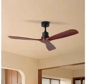 ZEVENTI - Таванен вентилатор LIONI Wi-Fi Tuya черен/дъб + дистанционно управление