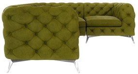 Зелен кадифен ъглов диван (десен ъгъл/L форма) Chelsea – Ropez