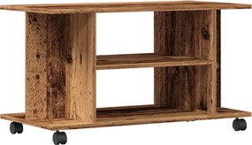 855790 vidaXL ТВ шкаф с колелца, старо дърво, 80x40x45 см, инженерно дърво