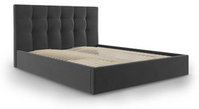 Тъмно сиво кадифено двойно легло , 160 x 200 cm Nerin - Mazzini Beds