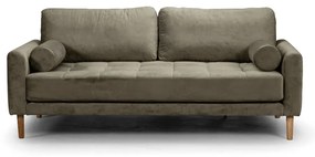 Двуместен диван Midcentury в кафяво/зелено кадифе, 180/93/66 см