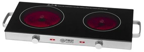 Двоен инфрачервен котлон FIRST FA-5096-7, 2800W, До 300C, Термостат, Стъклокерамика, Черен/инокс