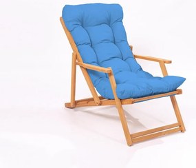 Градински шезлонг от масивно дърво в син и естествен цвят – Floriane Garden