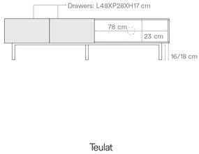 Бяла/естествена маса за телевизор от декор от дъб 180x45 cm Arista – Teulat