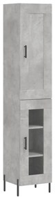 3200397 vidaXL Висок шкаф, бетонно сив, 34,5x34x180 см, инженерно дърво
