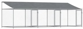 3209564 vidaXL Кучешка клетка с покрив и врати сив 6x2x2 м поцинкована стомана