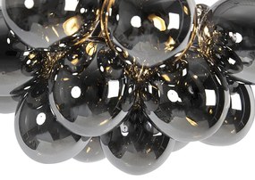 Дизайнерски таванна лампа черна с димно стъкло 4-светлина - Uvas