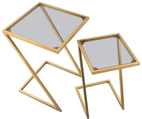 Странични масички в комплект от 2 броя със стъклен плот 40x40 cm Zet - Mauro Ferretti