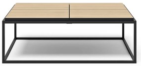 Масичка за кафе с дъбов плот в черен и естествен цвят 75x120 cm Douro - TemaHome