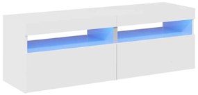804422 vidaXL ТВ шкафове с LED осветление 2 бр бял гланц 60x35x40 см