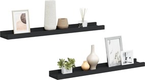 323932 vidaXL Рафтове за фоторамки, 2 бр, черни, 60x9x3 см, МДФ