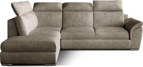 Бежов кадифен разтегателен ъглов диван с място за съхранение (ляв ъгъл L форма) Loreto – ELTAP