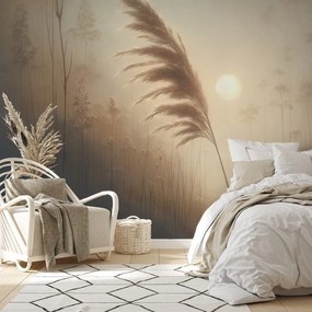 Самозалепващ тапет – Пампасна трева в сутрешна мъгла