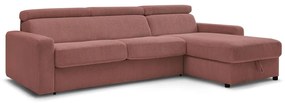 Розов разтегателен ъглов диван от рипсено кадифе (променлив) Monaco – Bobochic Paris