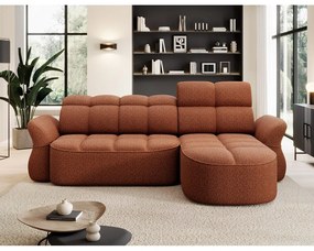 Теракотен кадифен сгъваем/с място за съхранение ъглов диван (десен ъгъл) Beneth – ELTAP
