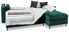 Ъглов разтегателен диван от кадифе в петролено зелено, десен ъгъл Santo - Milo Casa