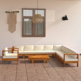 3057944 vidaXL Градински комплект с възглавници, 10 части, 100x60 см, акациево дърво