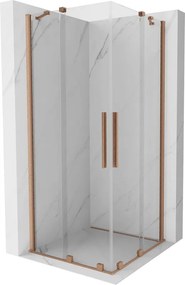 Mexen Velar Дуо плъзгаща се душ кабина 90 x 90 см, прозрачна, четкована мед