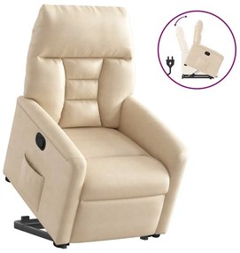 3303092 vidaXL Изправящ реклайнер стол, бежов, микрофибърен текстил