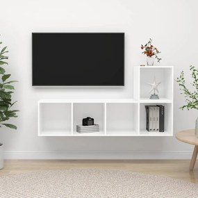 3079799 vidaXL Комплект ТВ шкафове от 2 части, бял, инженерно дърво