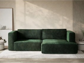 Тъмнозелен шенилов сгъваем/с място за съхранение ъглов диван (десен ъгъл) Velto – Maison de Rêve