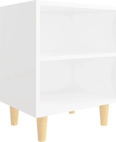 805779 vidaXL Нощно шкафче с крака от дървен масив, бяло, 40x30x50 см