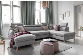 Светлосив U-образен разтегателен диван, десен ъгъл Sweet Harmony - Miuform