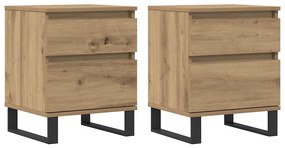 857439 vidaXL Нощни шкафчета 2 бр дъб артизан 40x35x50 см инженерно дърво