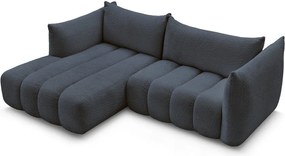 Тъмносин ъглов диван от прежда с примки от букле (ляв ъгъл) Azra – Bobochic Paris