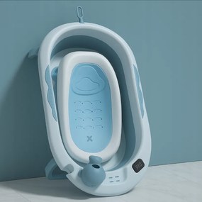 Сгъваема бебешка вана VAIANA PREMIUM с шезлонг и стойка - повече цветове Син