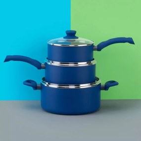 Втора ръка: Касерола със стъклен капак Tasty Everyday 678556, 18 см, 1.8 л, Индукция, Алуминий, Незалепващо покритие, Син
