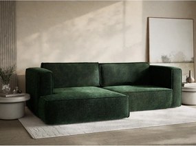 Тъмнозелен шенилов сгъваем/с място за съхранение ъглов диван (ляв ъгъл) Velto – Maison de Rêve